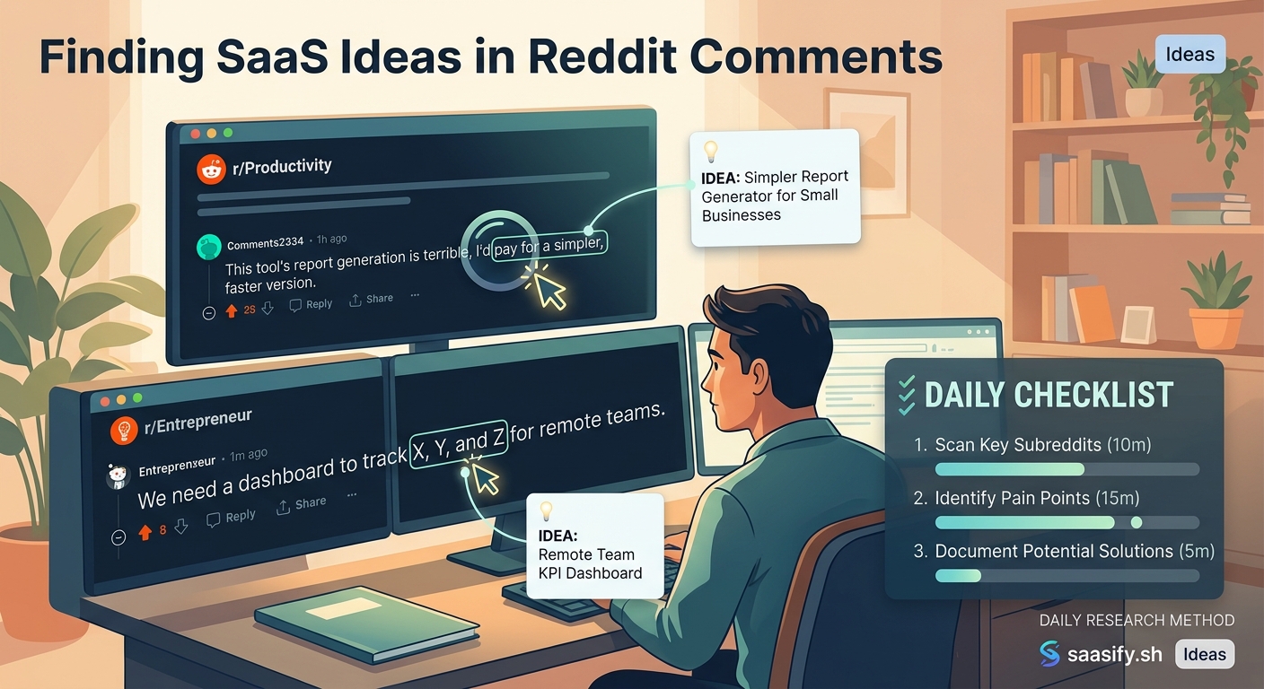 Finding SaaS Ideas in Reddit Comments: A 30-Minute Daily Research Method — 2
